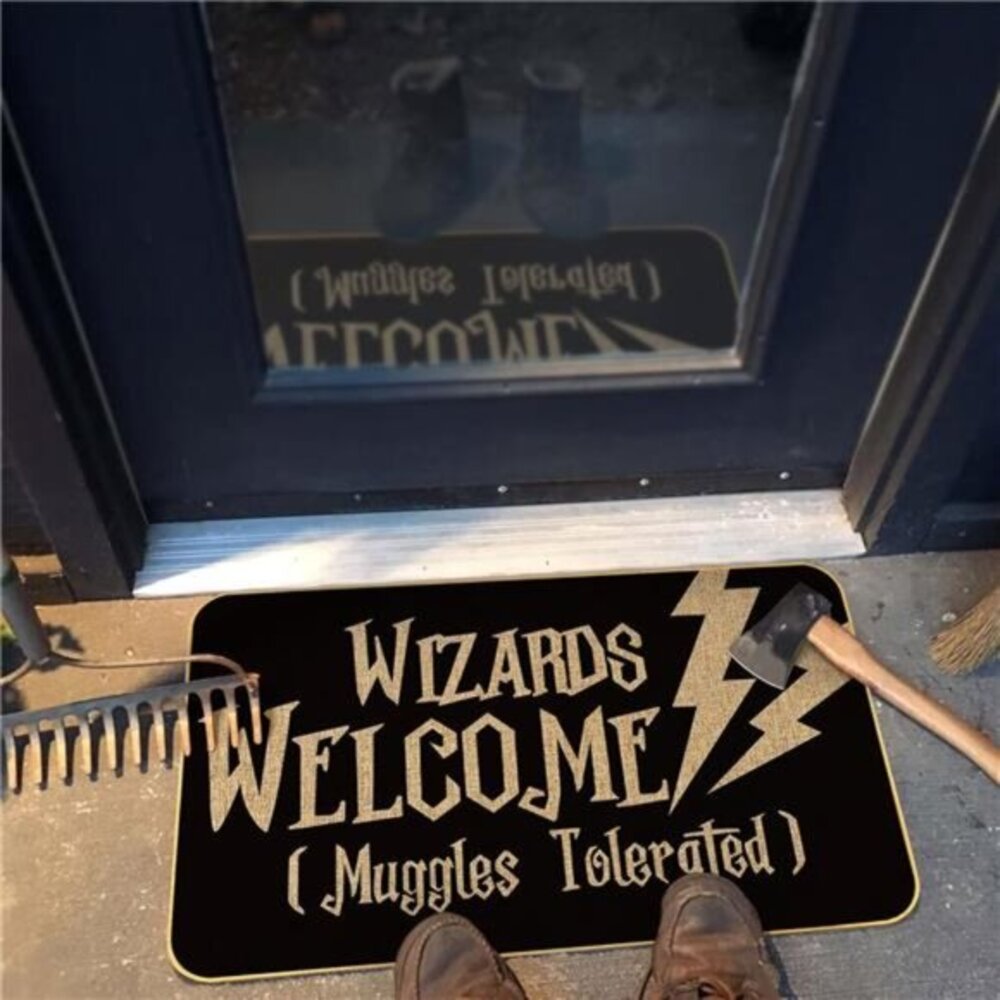 Halloween Welcome Door Mat - 17x29 Inch Funny Wizard Design for Indoor & Outdoor